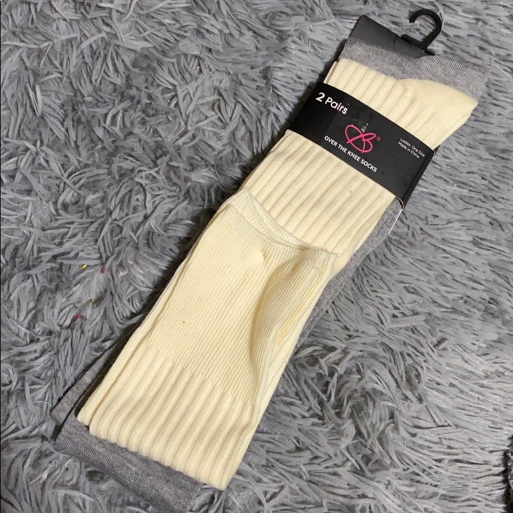 Over the Knee Yellow & Grey Socks